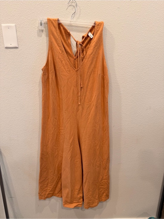Los Angeles Apparel Pants - Los Angeles apparel cotton Sleeveless Tie-Back Jumpsuit in Warm Orange